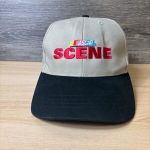Vintage Nascar Hat Cap Strap Back Beige Scene Racing Adjustable
